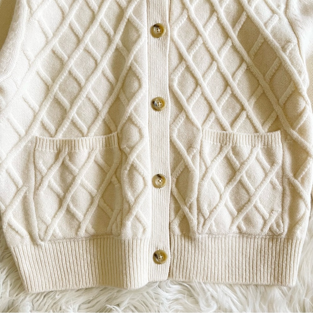 Ciao Lucia Tomayo Cardigan Ivory 100% Merino Wool Cable Knit NWT XS - Picture 15 of 16